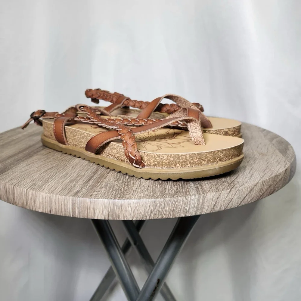Blowfish Malibu Kids Foxtail Strappy Sandal Slingback Brown Sz 5 Boho Casual
